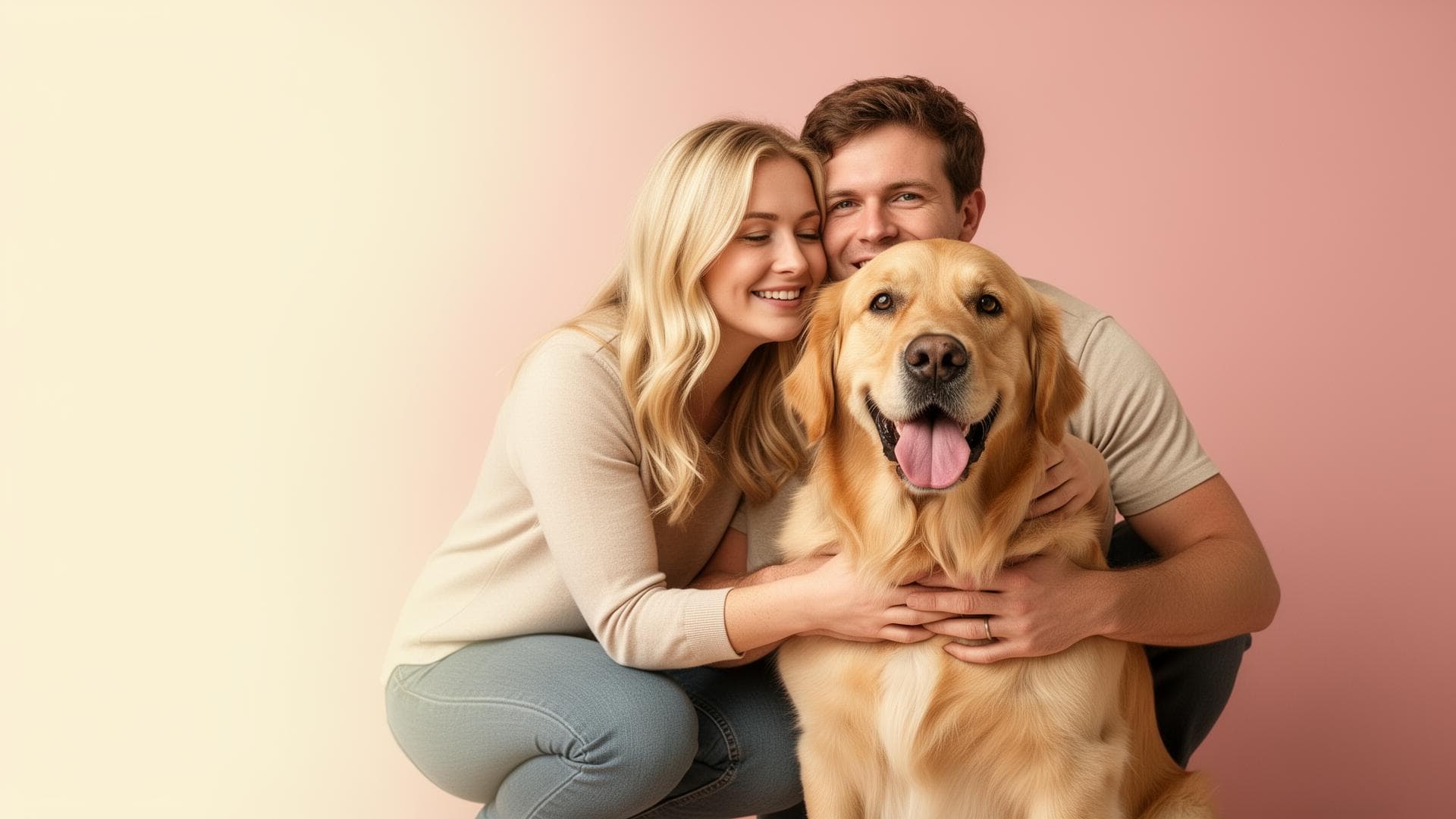 Família feliz com seu cachorro